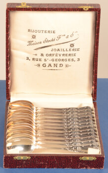 De Bist 12 silver L XV rocaille coffee or tea spoons