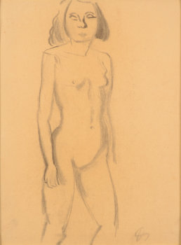 Jules De Sutter drawing standing nude