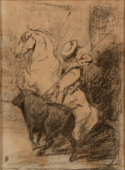 Jean Delvin the picador attacked by the bull