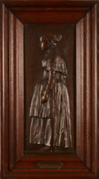 Godefroid Devreese La bretonne bronze relief