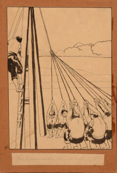 Charles Doudelet drawing Veel Handen maken het werk licht
