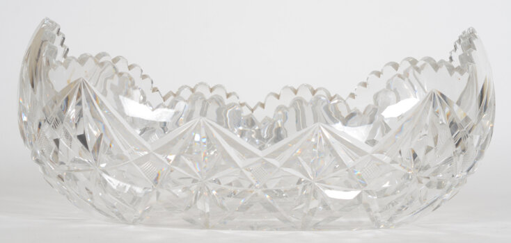 a large Val St-Lambert canoe shaped cut crystal coupe