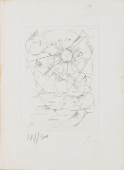 Joris Minne abstraction of a landscape  Etching