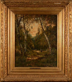 Camille Magnus gathering wood at Fontainebleau