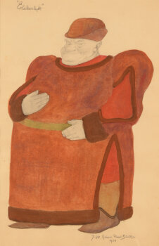 Jan Willem Grinwis Plaat Stultjes costume design for a man in long dress 1924