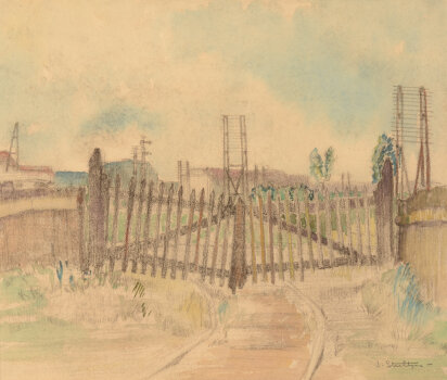 Jan Willem Grinwis Plaat Stultjes a fence (railway)