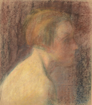 Jan Willem Grinwis Plaat Stultjes sitting girl in profile pastel