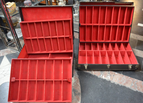 Two travelling shoe salesman trunks