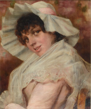 Henri Van Melle Le regard espiègle Oil painting