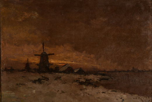 Van den Heuvel snowscape with windmills