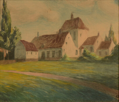 Achiel Vereecken early landscape with large farm