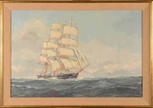 Camille Georges Verwee Seascape with ship