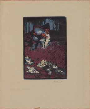 Marie De Keyser a gnome playing bagpipes