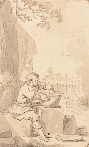 The potter working outdoors