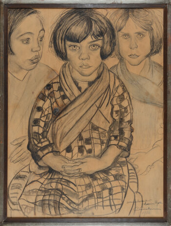 Cécile Cauterman-Boonans three girls, 1936, an original drawing