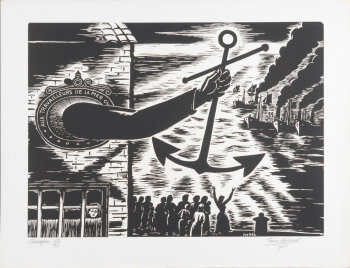 Frans Masereel L'enseigne, 1966 an original woodcut