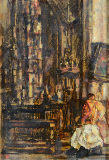 Alfred Delaunois, the interior of the St-Jacobs church in Leuven