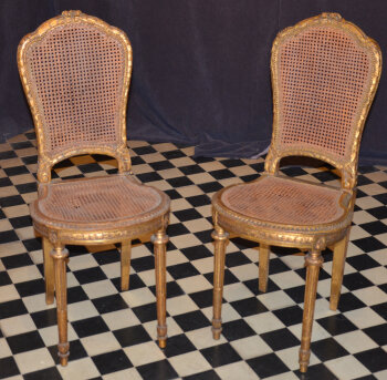 A pair of Napoleon III style carved gilt wood chairs