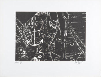 Frans Masereel Ancres, 1968 an original large woodcut