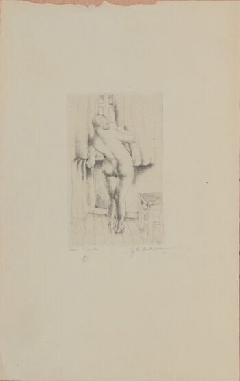 Gustaaf De Bruyne Aan't venster Etching