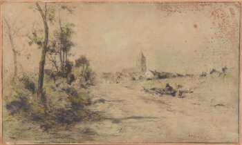 Armand Heins à Tessenderloo Campine  coloured etching and drypoint 1887