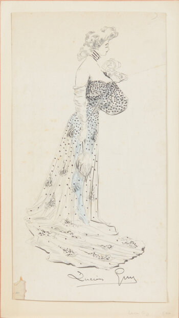 Lucien Guy a lady in an evening dress