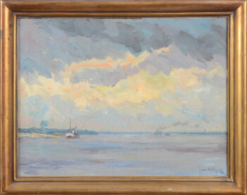 Jaak Van Wijck De Schelde tegen den Avond Oil painting