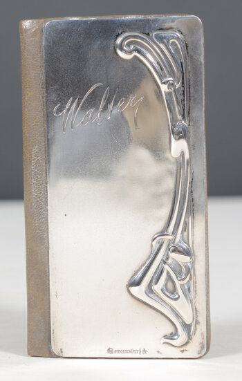 Ott & Cie, a Jugendstil silver and leather pouch