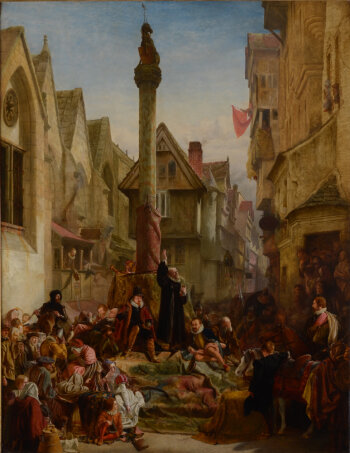 James Drummond 'The Cross of Edinburgh, 11th August 1600', oil on panel 1863