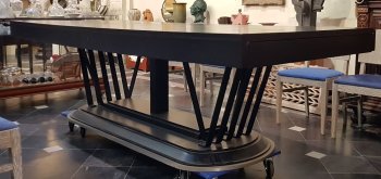 Large modernist table in metal and wood