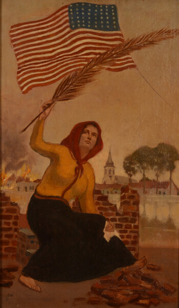 Tony Van Os (attributed to) Infortunate Bornhem thanking the American Flag