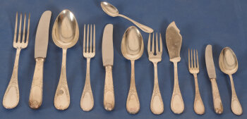 Bruckmann & Söhne a complete silver canteen for 12, model Dauphin
