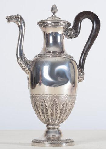 J.E. Coffinet, a very fine silver Horse's head Coffeepot, Charles X, Paris 1819-1838