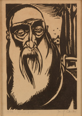 Jan-Frans Cantré Vieux paysan woodcut