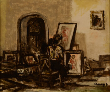 Albert Claeys a female painter at work