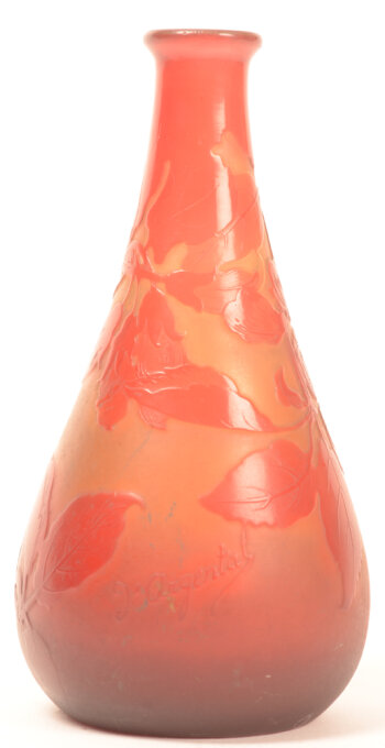 Paul Nicolas for d'Argental  a red cameo vase