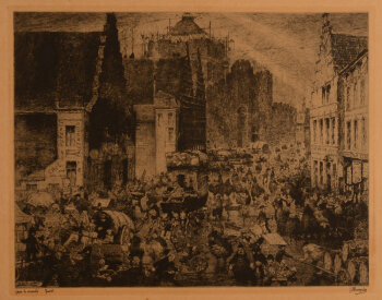 Jules De Bruycker Jour de Marché Gand 1906 etching