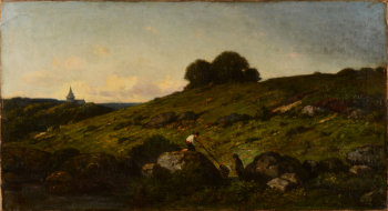 Hubert de Lyoncourt the Aven valley, castle Henant in the distance