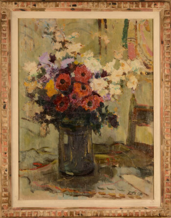 Frédéric De Smet still life with scabiosa flowers