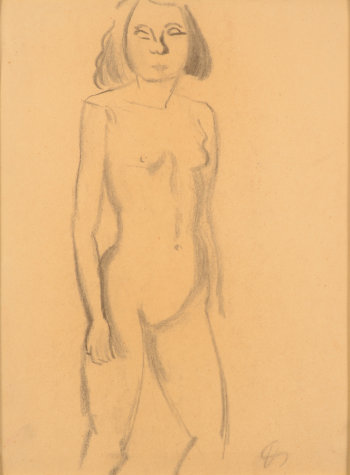 Jules De Sutter drawing standing nude