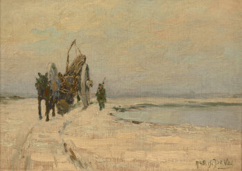 Albert Isidore De Vos the lumberjack in the snow