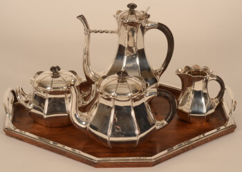 Alphonse Debain (successeur?) a rare proto art deco silver service 1910-1920's (?)