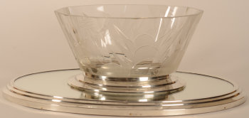 Delheid Freres Art deco jardiniere silver and crystal