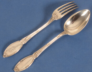 Delheid Frères 12 starter forks and 12 starter spoons in silver