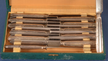Delheid Frères 12 silver knives model 30B rubans croises