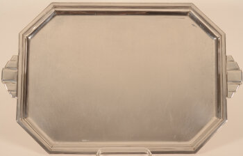 Delheid Frères large silver art deco tray