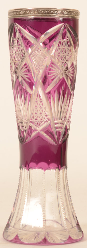Delheid Frères silver mounted Val St-Lambert vase