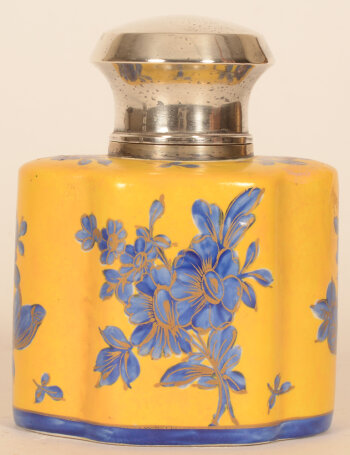 Raymond Delheid silver and porcelain tea caddy