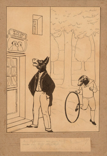 Charles Doudelet drawing Men blijft maar 1 jaar kalf maar men bljift altijd ezel