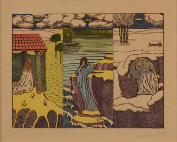 Charles Doudelet Elle avait trois couronnes d'or, hand coloured zincograph